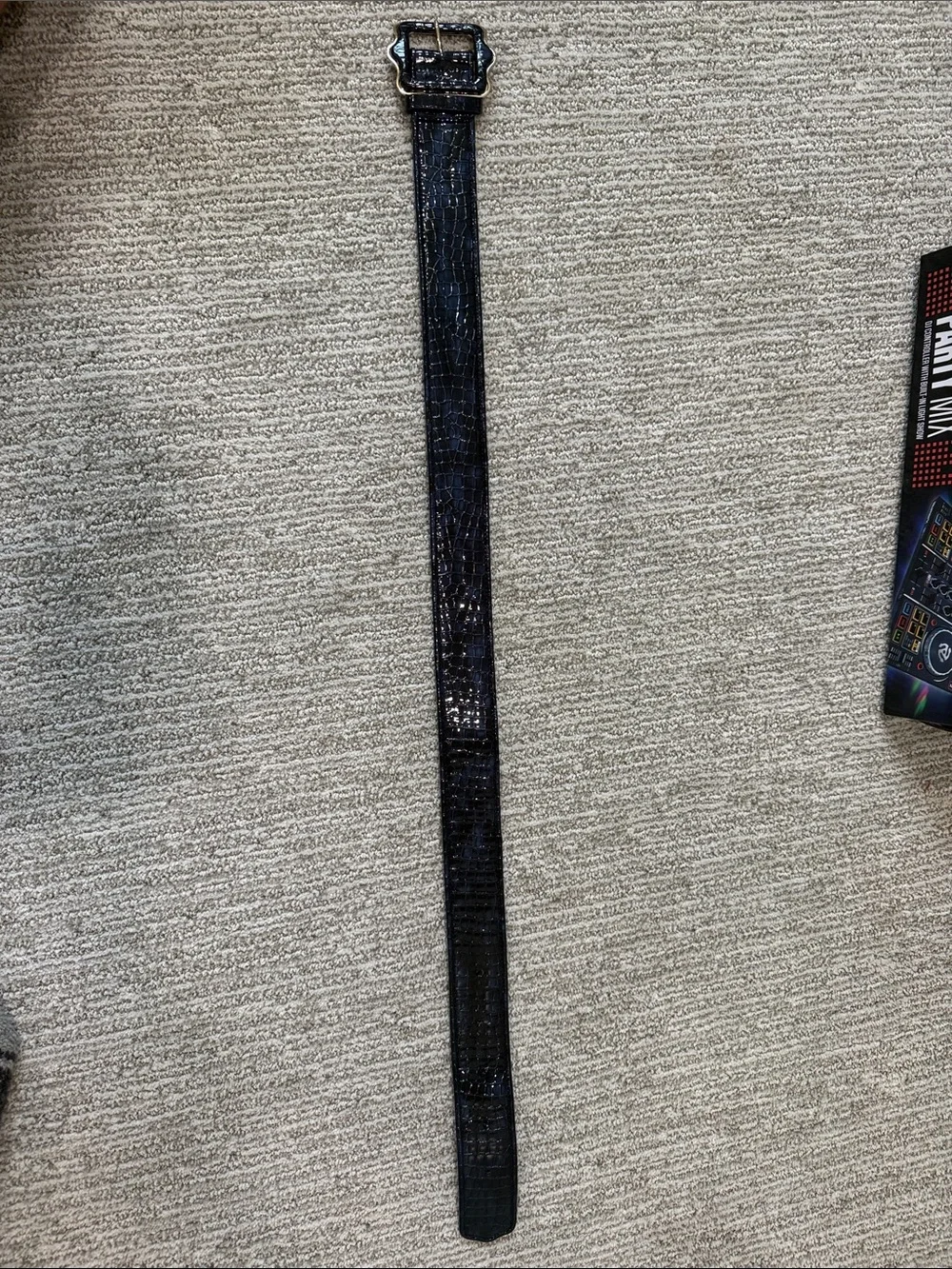 Sarah Flint Black Croc-Embossed Leather Belt